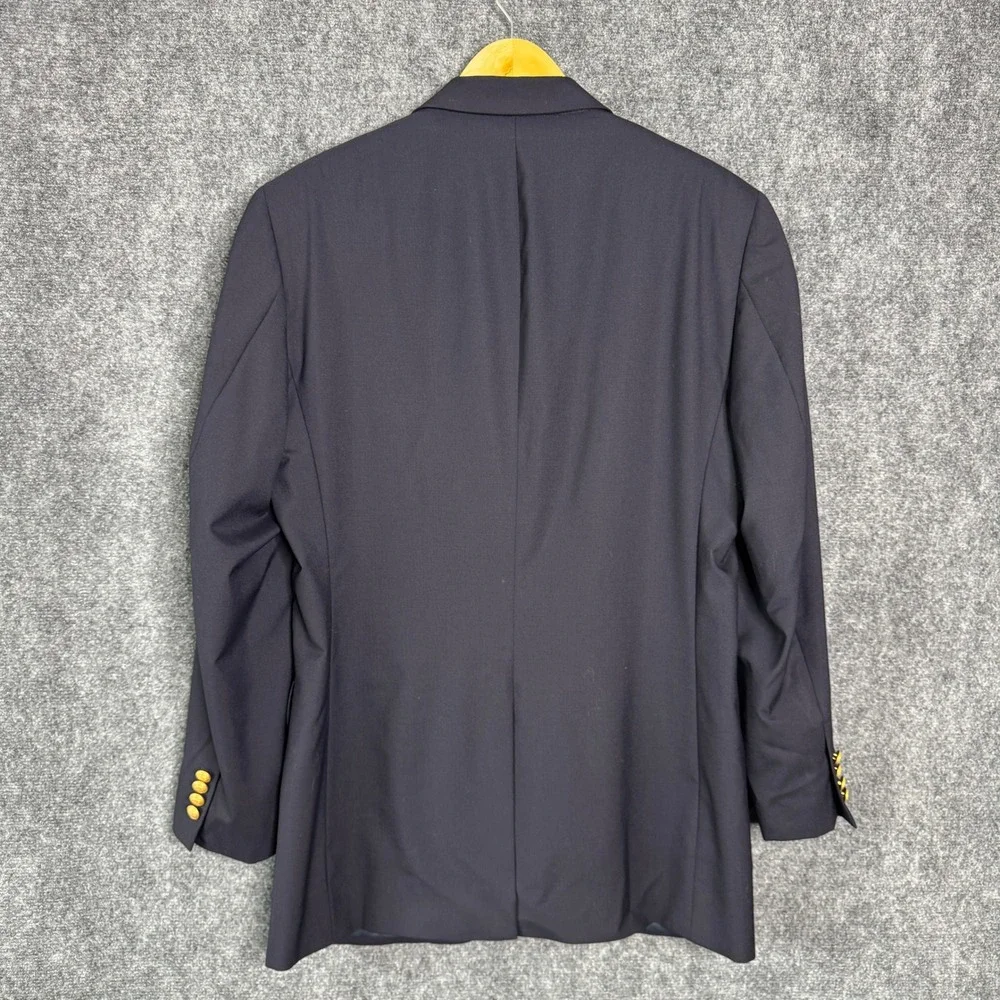 Jos A Bank Mens 41L Navy Blue Blazer Gold Two‎ Button Sport Coat Jacket Business